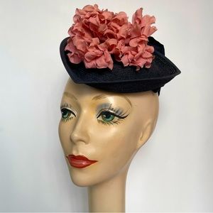 Vintage 1930s Straw Perch Tilt Hat Fascinator